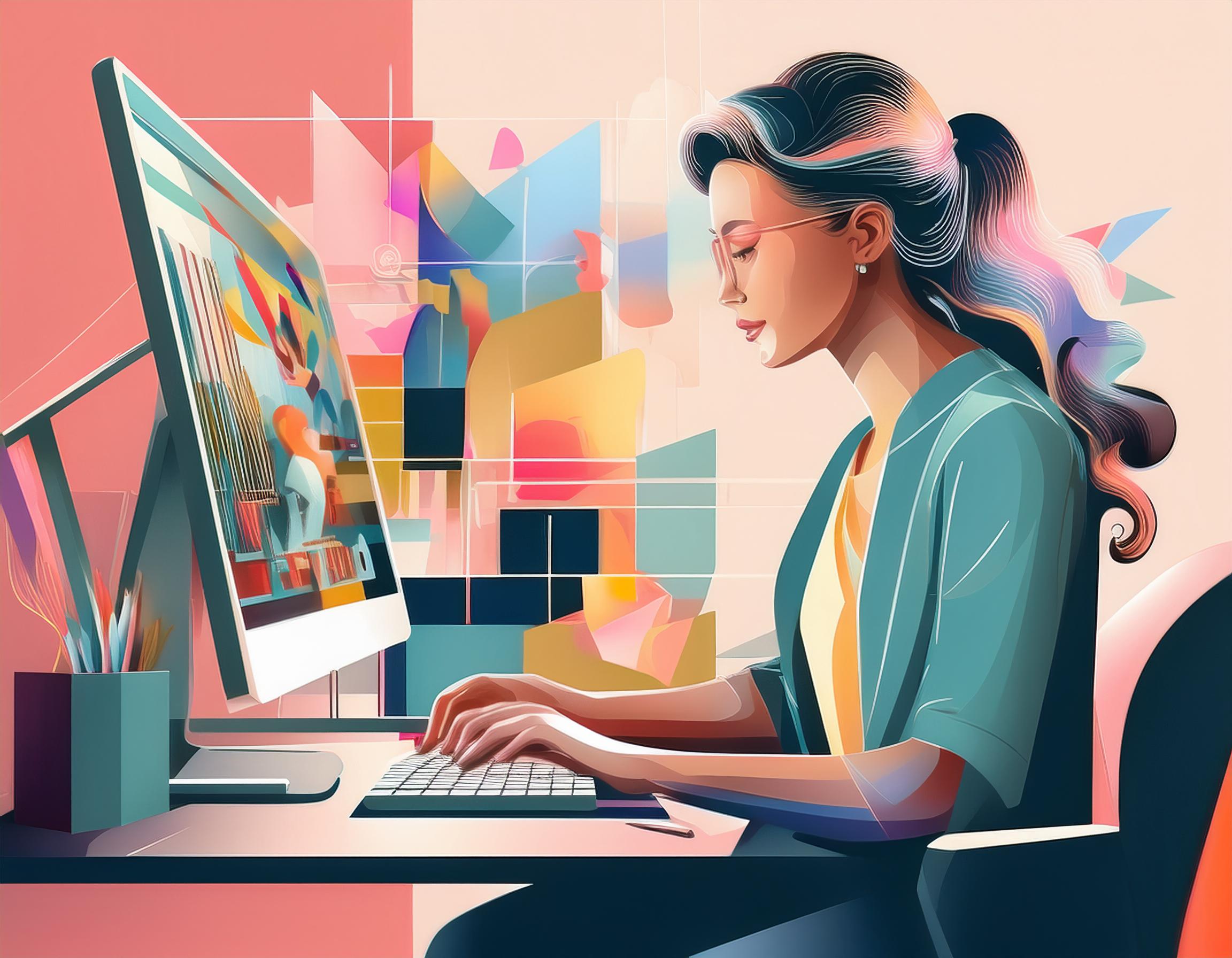 Designer creating brand design